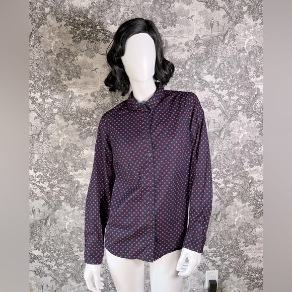 Navy Floral Print Blouse - Picture 1 of 8